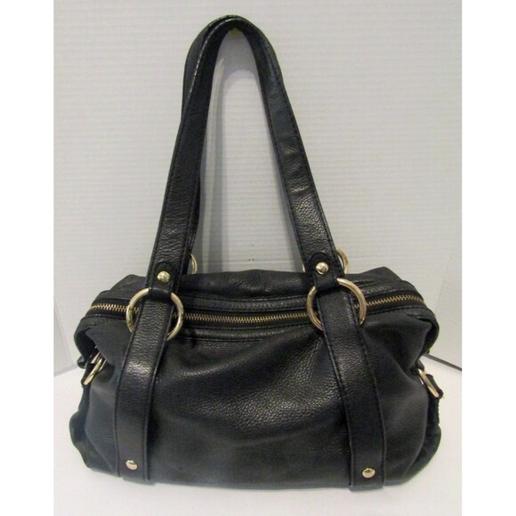 Michael Kors Satchel Bag Fulton Black Pebbled Leather Shoulder Bag Purse - Picture 7 of 12